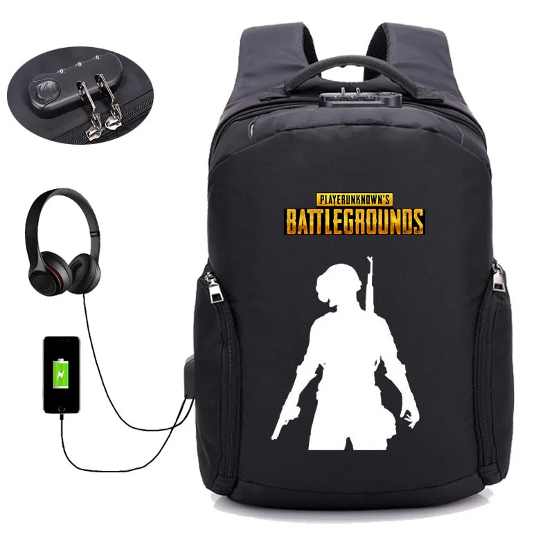 Игровой PUBG плеер unknown's battlegrounds рюкзак usb зарядка Студенческая книжная сумка подростковый ноутбук Противоугонный Рюкзак 16 стиль - Цвет: 15