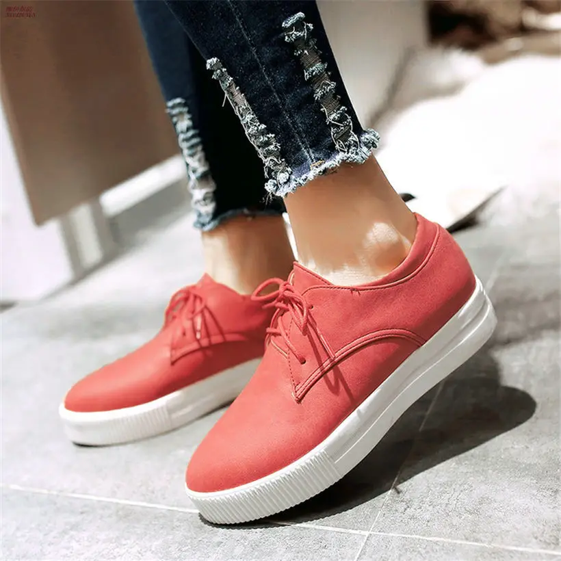 

NAYIDUYUN Womens Lace Up Wedge Platform Low Top Ankle Boots Point Toe Med Heel Pumps Party Punk Sneaker Shoes Casual Oxfords