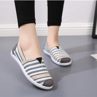 Cresfimix chaussures plates pour femmes; женская Повседневная Удобная парусиновая обувь на плоской подошве; милые женские лоферы без застежки; сезон весна-лето - Цвет: bb