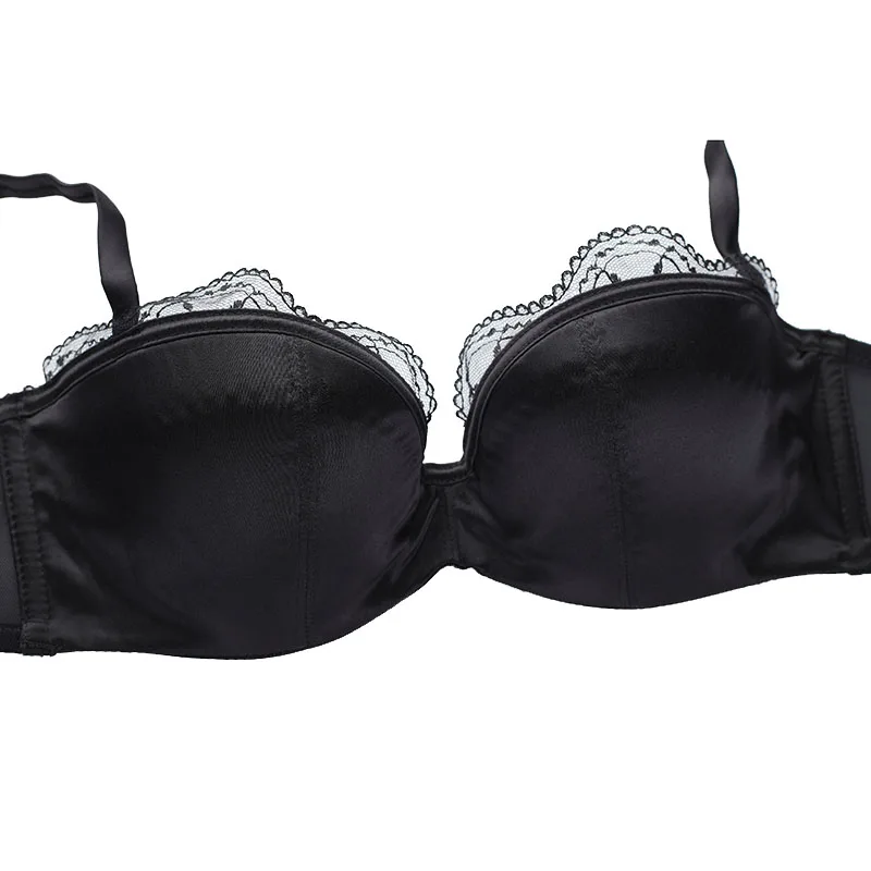 Women Lace Sexy Demi Bra Set Mesh Brief Underwire Back Closure Push up Underwear (14)