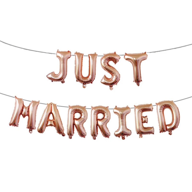 

16inch Bridal Shower Rose Gold Just Married Balloons Wedding Engagement Foil Letter Balloons Hen Party Supplies