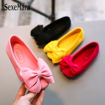 

2019 New Arrival Slip On kids shoes princess with Bow-tie Beautiful Children Loafers Comfortable Suede Cute Girls Shoes C02013