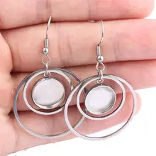 Reidgaller 10 шт. diy нержавеющая сталь висячие серьги базовые заготовки 12 мм диаметр Настройки камеи кабошона с двойной обод кольцо подвески