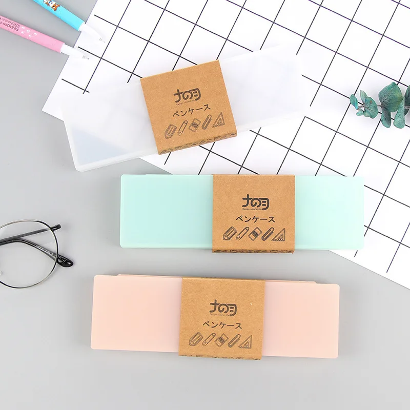 

Cute Transparent Pencil Case Kawaii Frosted Pencil Bags Pen Box Storage Organizer School Supplies Creative Stationery Gift