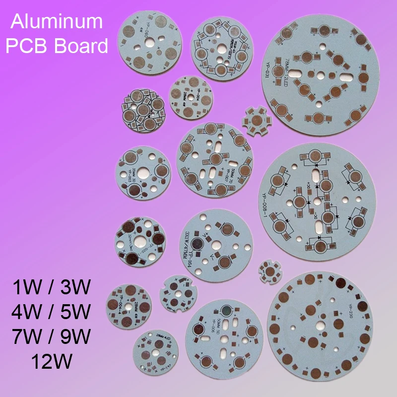 Алюминиевый светильник 1 Вт, 3 Вт, 4 Вт, 5 Вт, 7 Вт, 9 Вт, 12 Вт, панель «сделай сам» для вспышки, светильник-подложка, bulib светильник, пластина, светодиодный PCB плата, теплоотвод