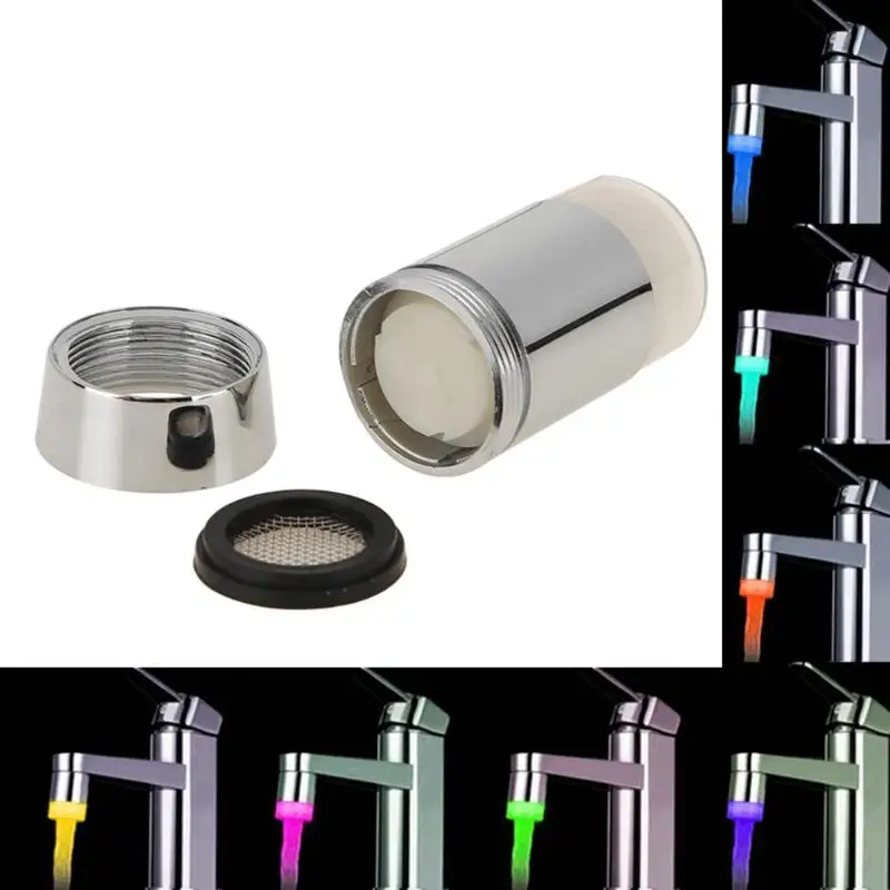 

Colors Changing Glow LED Light Faucet Water Tap Head Temperature Sensor Shower Stream Bathroom Kitchen Faucets Accessory