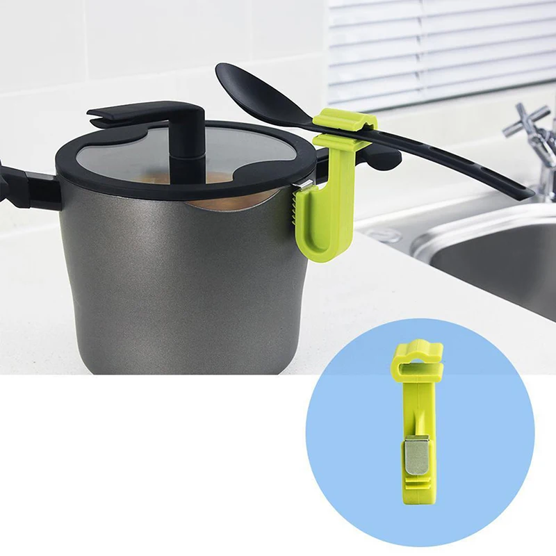 Kitchen Cooking Tools Usefull Pot Clips Silicone Spoon Insert Tongs Holder For Pot Pan Spoon