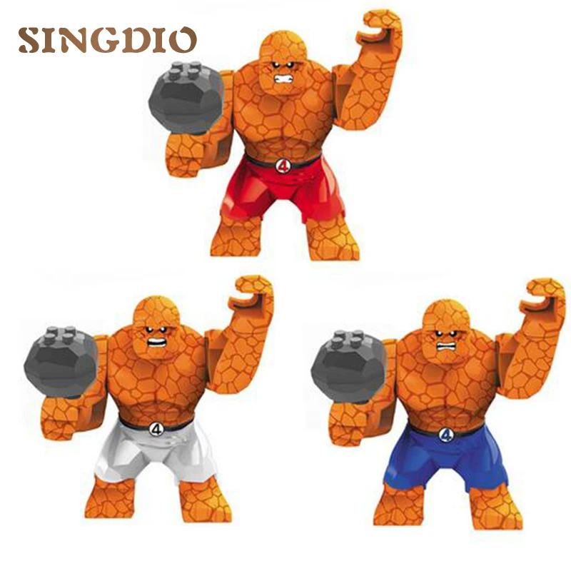 

2019 Decool The Thing Malphit 7cm High Figure Toys Marvel Fantastic Four Super Hero Classic Building Blocks Sets stone man Model