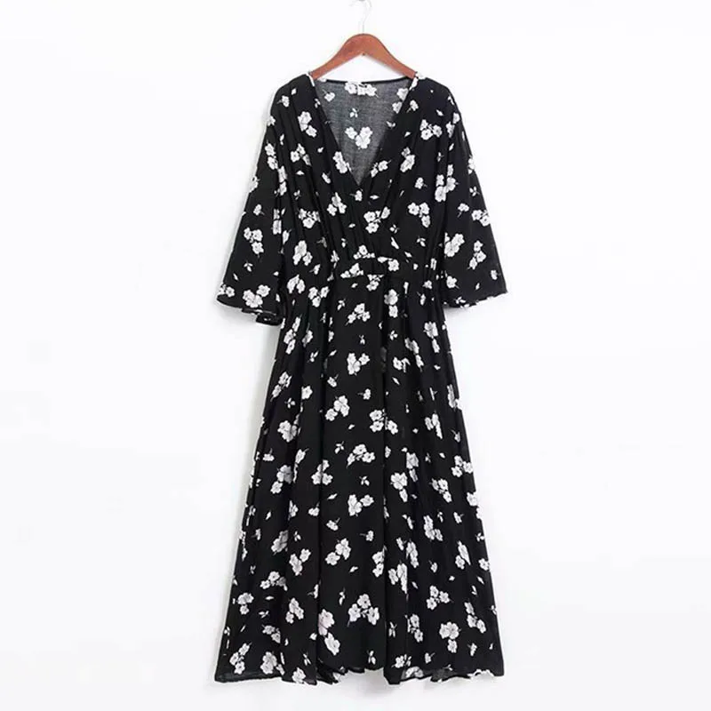 Summer dress women plus size bust 130cm 5XL 6XL 7XL 8XL dress women black colour