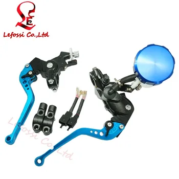 

7/8" 22mm Universal Blue Brake Clutch Lever Master Cylinder Set Reservoir Motorcycle Parts For SUZUKI HONDA KAWASAKI YAMAHA