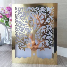 12 шт./партия Лазерная резка Любовь Дерево Свадебная карточка приглашения вечерние пригласительные карты пользовательское имя и дата Свадебные украшения