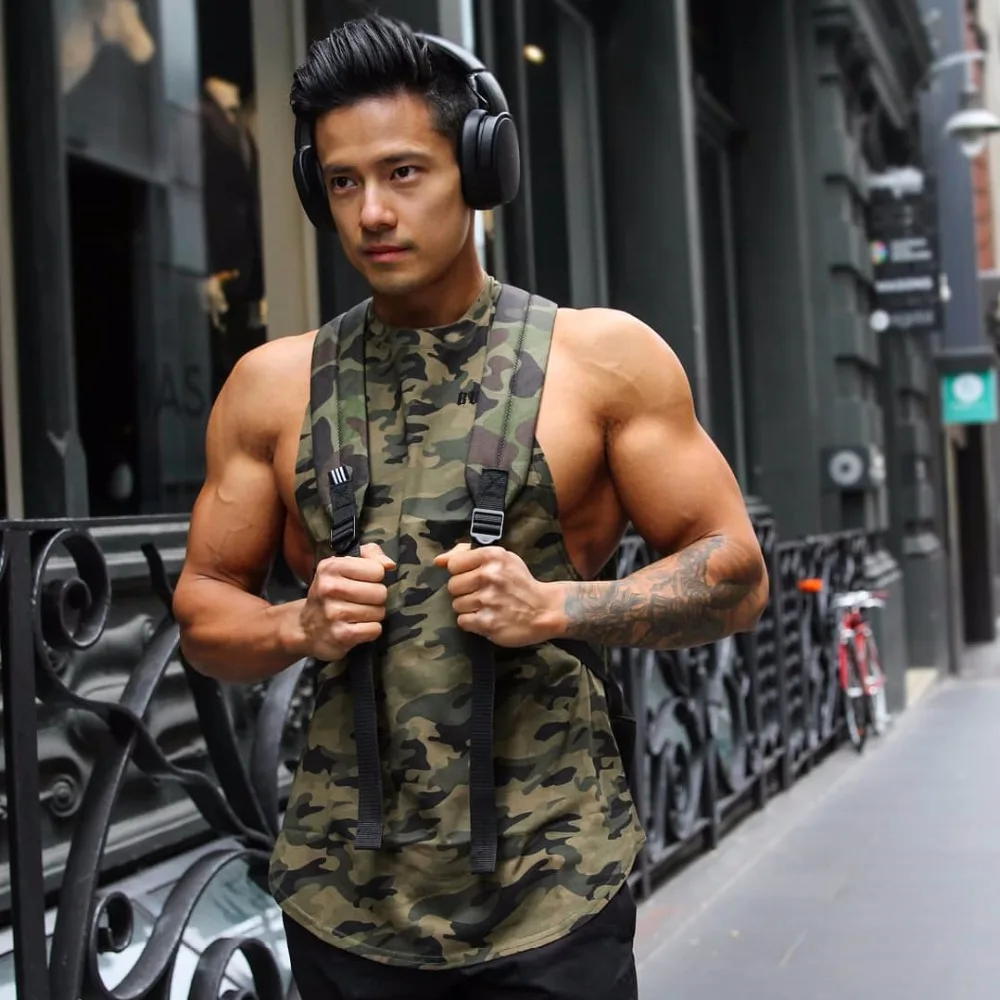 

Fitness Men Tank Top Army Camo Camouflage Mens Bodybuilding Stringers Tank Tops Singlet Brand Clothing Sleeveless Shirt