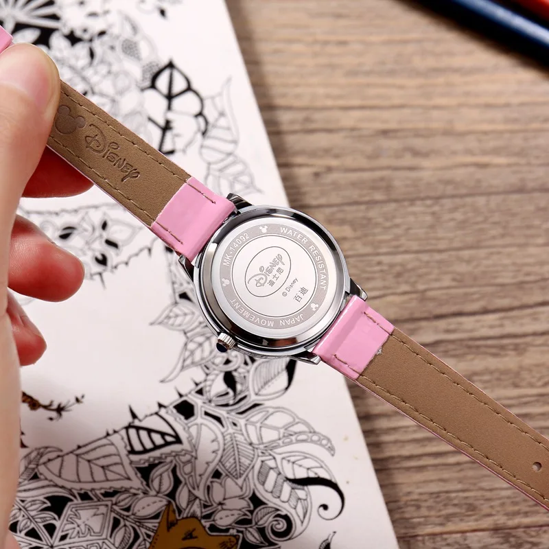 Disney Princess Series Frozen Elsa Anna Sofia Girls Leather PU Band Quartz Simple Children Watches For Girls Hour Blue Pink New