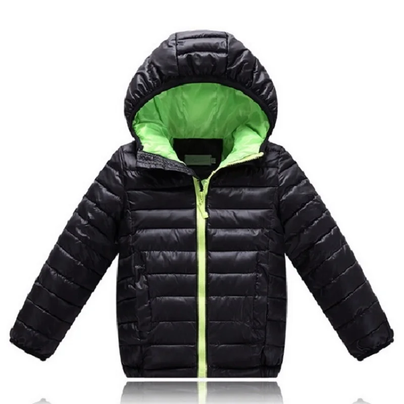 Детские пальто, теплое пальто для мальчиков, новая модная зимняя одежда с хлопковой подкладкой, Повседневная Удобная куртка для девочек, Детское пальто с капюшоном для детей 4-12 лет - Цвет: black