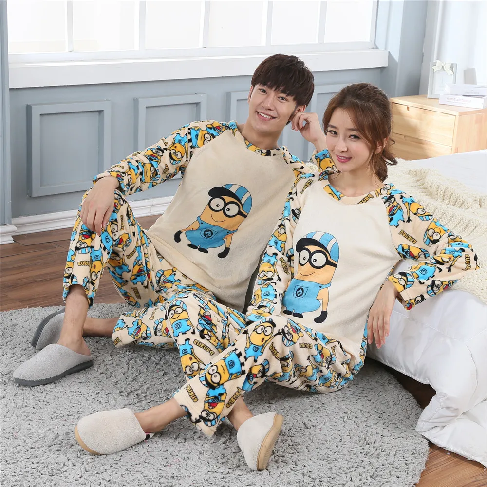 Мужские и женские пижамные комплекты из 2 предметов, коралловый бархатный костюм, фланелевый пижамный комплект, зимний утепленный костюм принцессы для влюбленных