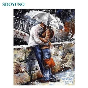 

GATYZTORY Frame DIY Painting By Numbers Kits Kissing Lovers Figure Wall Painting Modern Home Decor Paint By Numbers For Artworks