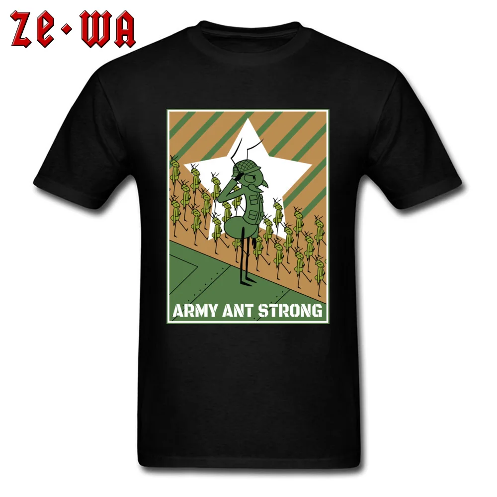 Graphic Student T-shirts Army Ant Strong 1 Summer Tops Shirts 100% Cotton Short Sleeve Design Tops & Tees Crew Neck Army Ant Strong 1 black