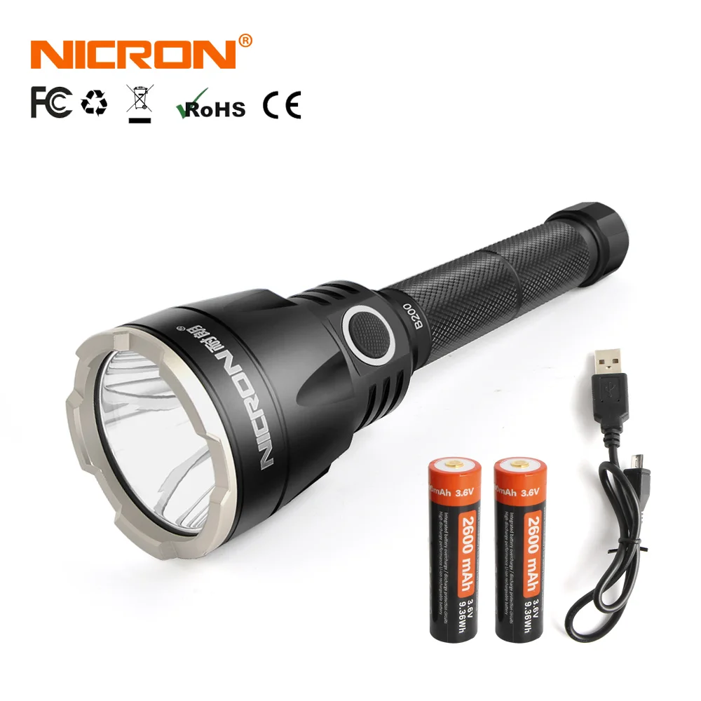

NICRON Tactical Flashlight 536m Far Lighting Distance 1000LM 2x 18650 High Brightness LED Torch Light Outdoor Waterproof IP68