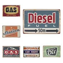 Placa de aceite de Motor Vintage Metal estaño señales Diesel estación de Gas placas de hierro decorativas pared pegatina arte cartel casa Bar Pub 20x30 cm