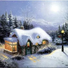 Дизайн белый Снежный дом пейзаж напечатаны DIY ручная живопись по номерам размер 40 x50cm без рамки