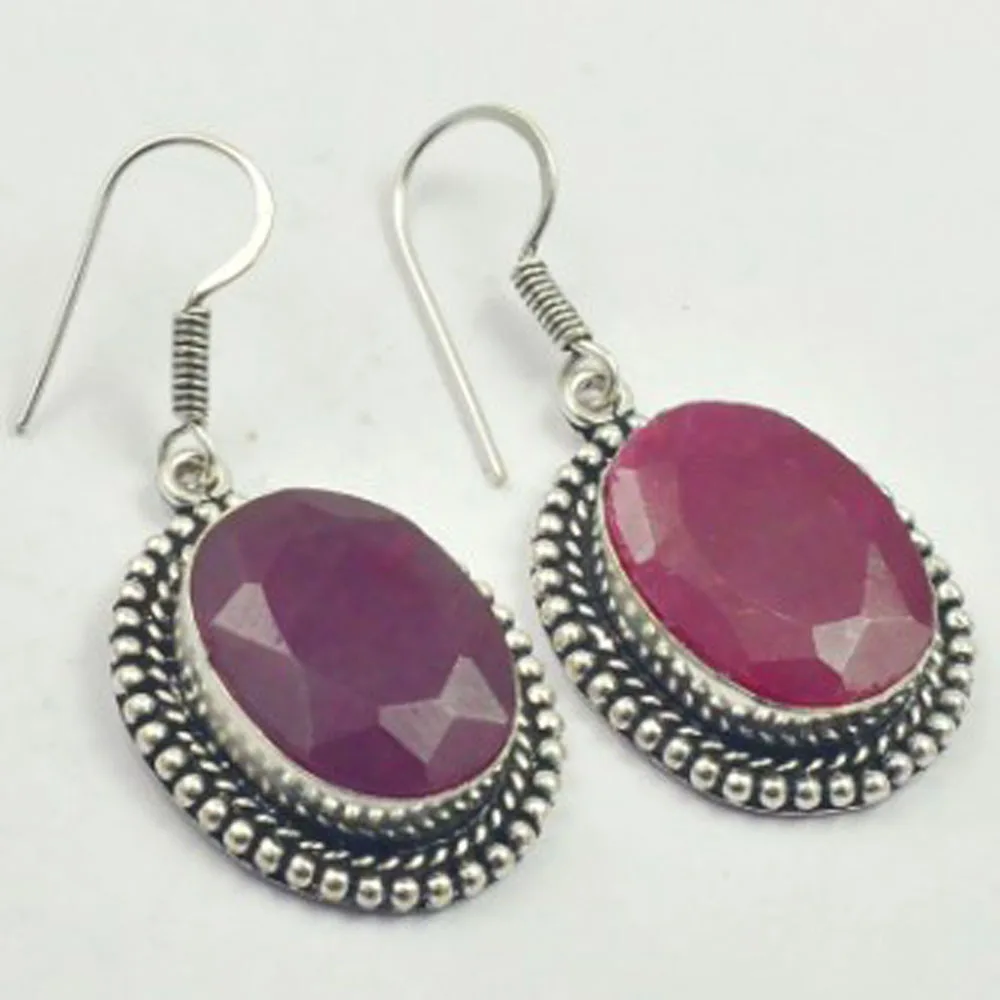 

Rubys Earrings Silver Overlay over Copper, USA Size 45 mm , E3664