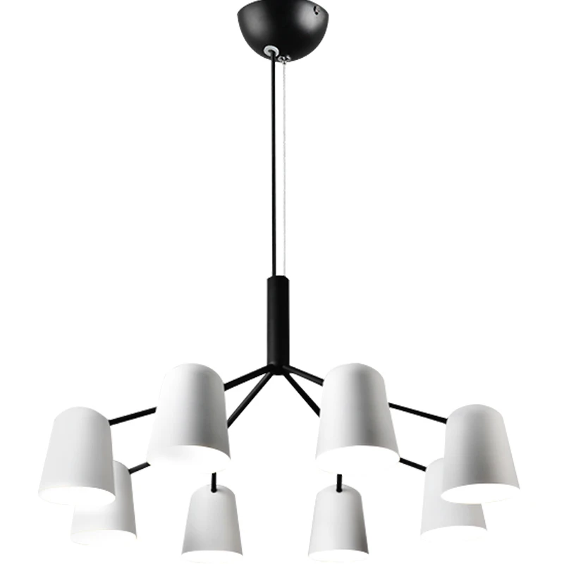 

Nordic Creative personality Italy Chandelier Living room modern simple black white iron art Fashion pendant lamp LED E14 bulbs