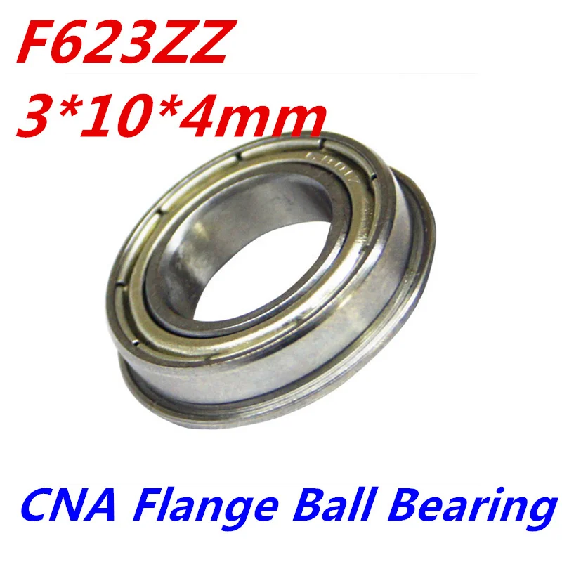 F623ZZ 3mm x 10mm x 4mm Flanged Shielded Deep Groove Ball Bearing 