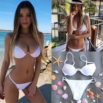 

Summer Swimwear Women Bikinis 2018 Bathing Suit Beachwear Sexy Solid Bikini Push Up Swimsuit Ladies Bikinis Set Maillot De Bain