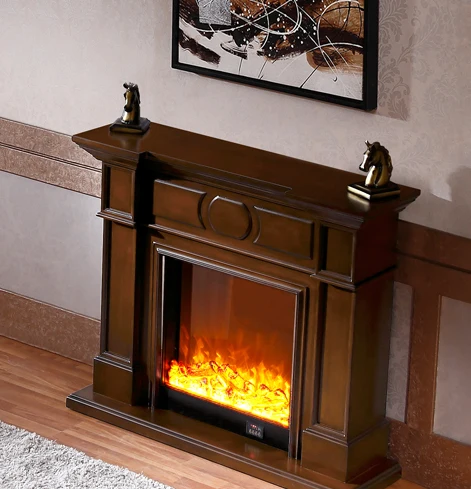 Decorative Chimney Heating Fireplace Set W120cm Wooden Mantel Plus