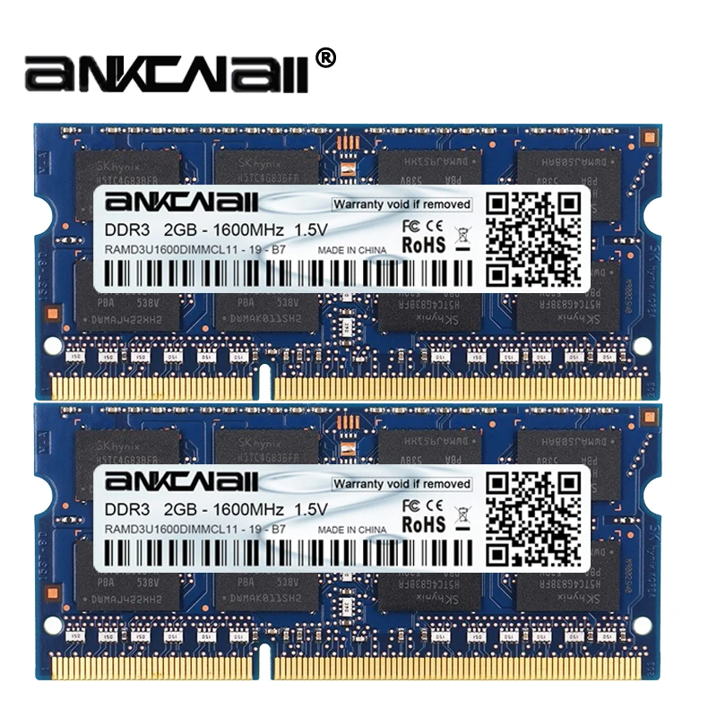 DDR3 ram 2 Гб(2 шт x 2 Гб) 1333 МГц 1600 МГц PC3-10600/12800 для Intel ноутбука Память DIMM 1,5 V 204Pin