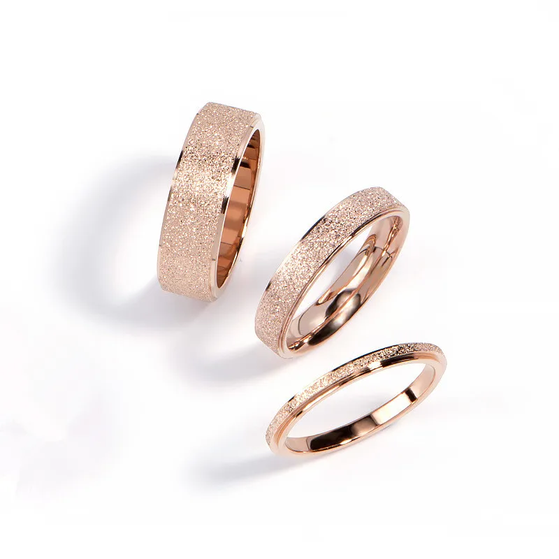 

Classic Brand Jewelry Matte Rose Gold Color Rings For Women Engagement Anniversary Accessories acero inoxidable joyeria mujer