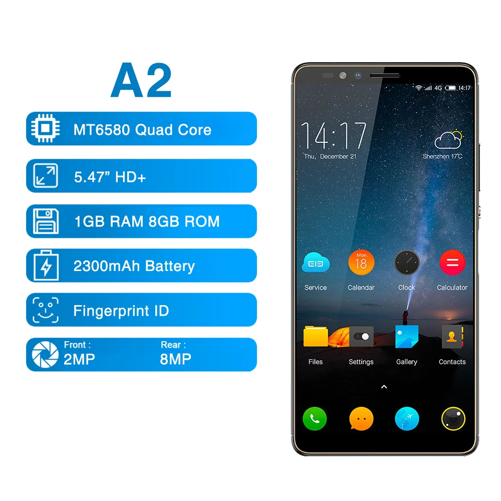 Elephone A2 5 47 18 9 Mobile Phone Android 8 1 MT6580 Quad Core HD 1GB 3