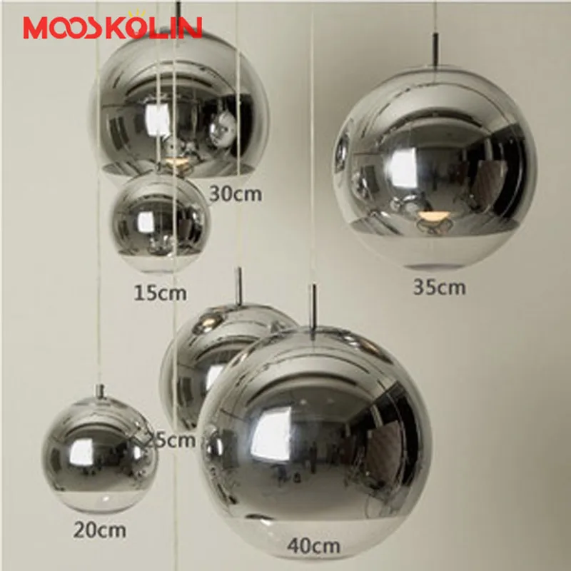 

Led Clear Glass Pendant Lights Mirror Pendente Lamparas de Techo Restaurant Globe Pendant Lamps Lustre de led Ceiling Fixture