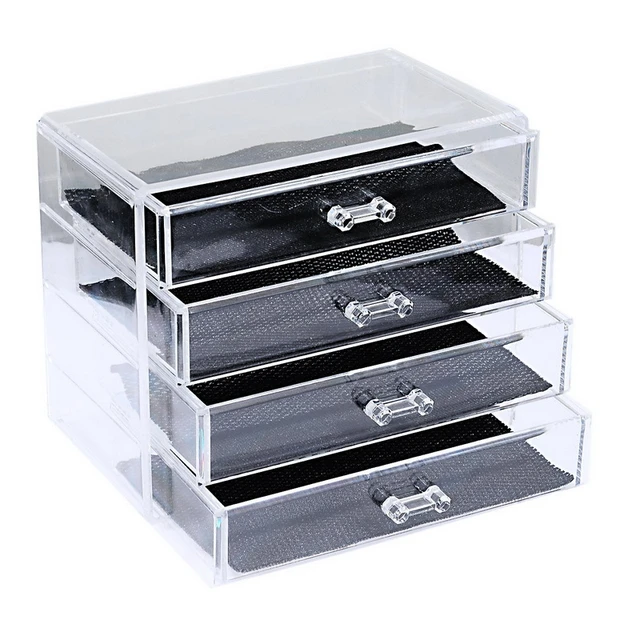 Clear Four Layers Plastic Organizer Drawer Box Storage Box For