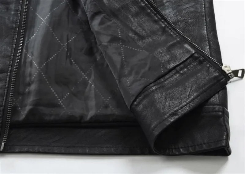 Новый для мужчин кожаные повседневная куртка искусственная кожа Стенд воротник сплошной цвет пальто мотоцикла костюмы