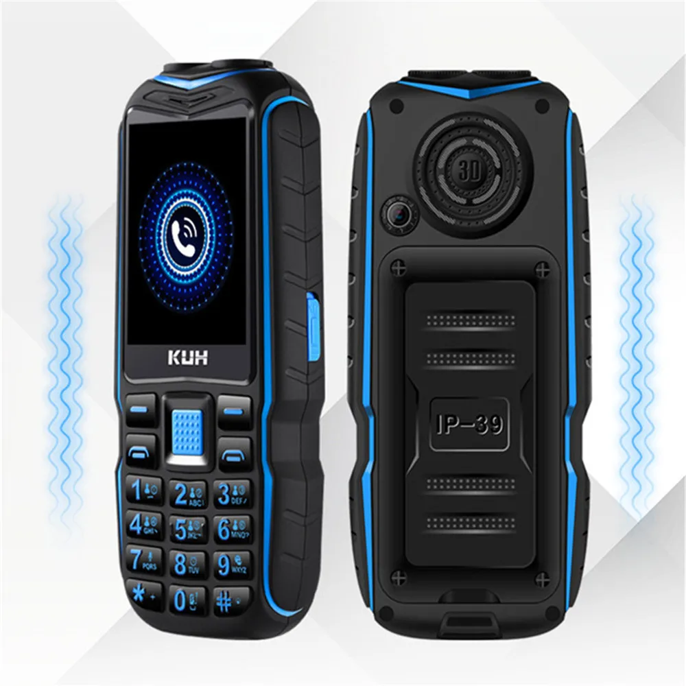Long Standby KUH T3 Dual Sim Cards GSM Rugged Big Mobile Phone 2.4inch Dual Flashlight 13800mAh Power Bank Big Voice CellPhone