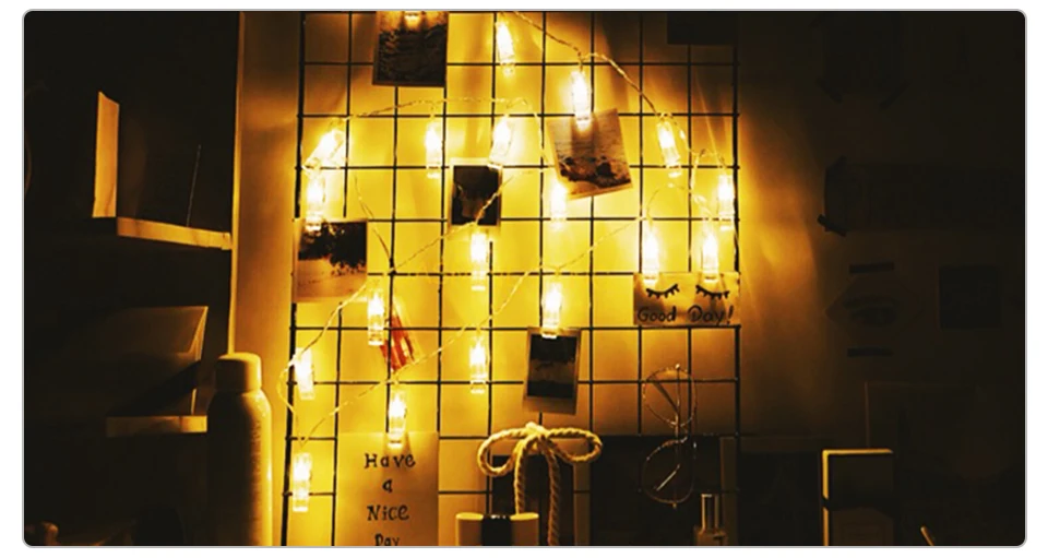 1.5M 2M 3M Photo Clip Holder LED String lights For Christmas New Year Party Wedding Home Decoration Fairy lights Battery (12)