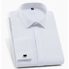 Французские запонки с квадратным воротником, мягкие однотонные простые деловые вечерние мужские рубашки без передних карманов