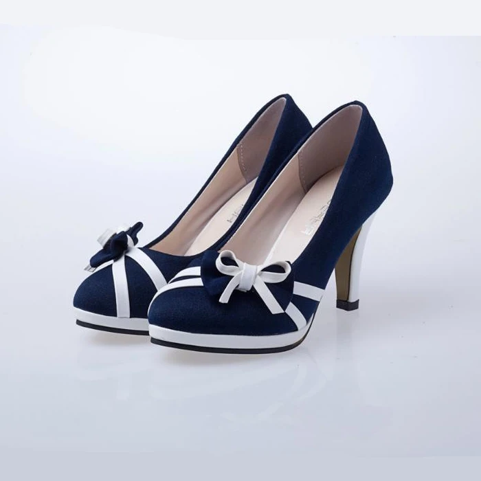 

New Women High Heels Ladies Office Shoes Spring Women Pumps Bowtie Women Heels Round Toe Stiletto Sweet European Girl Shoes