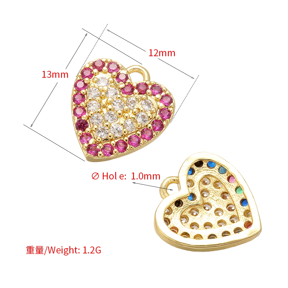 ZHUKOU 12x13 мм модный медный кристалл любовь мини кулон для женщин ожерелье и серьги ювелирные изделия изготовление аксессуаров Модель: VD466