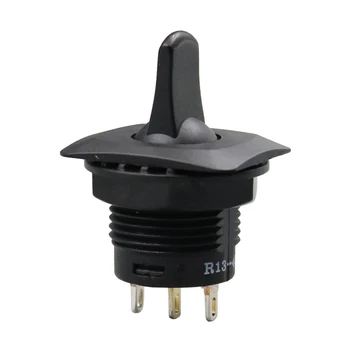 

5Pcs Black R13-402I Momentary (ON)-OFF-(ON) 3Pin 3Position Round Flat Toggle Switch SPDT
