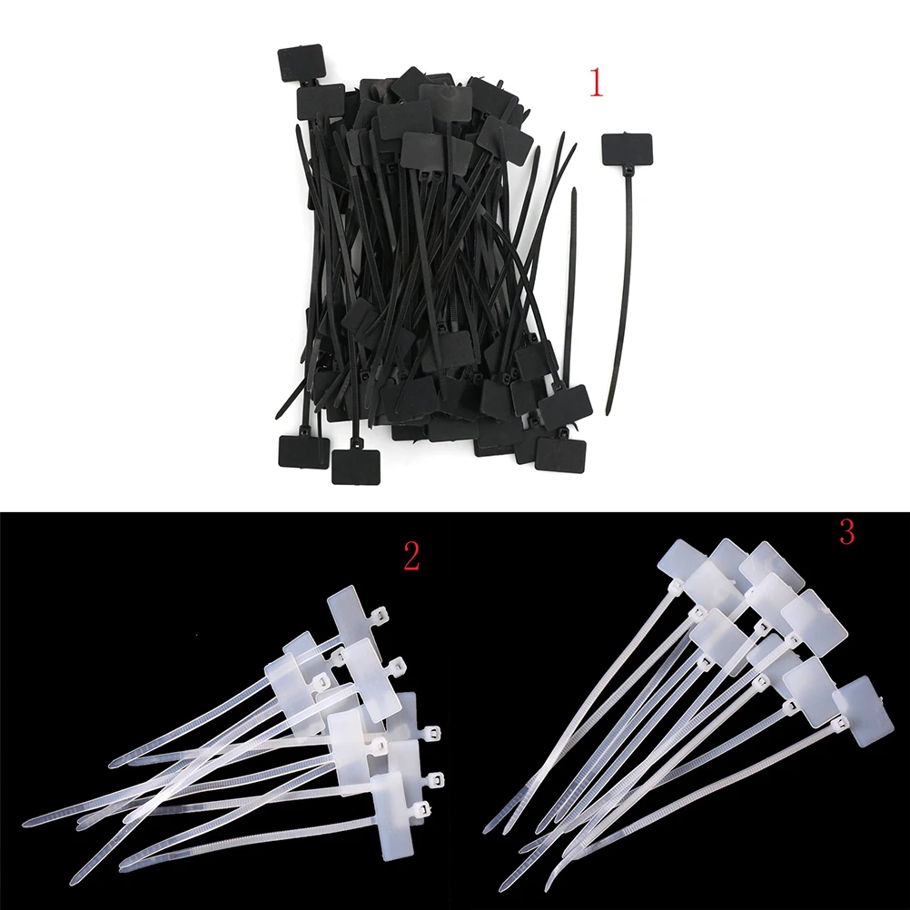 

100pcs Easy Mark 100mm Nylon Cable Ties Tag Labels Plastic Loop Ties Markers Cable Tag Self-locking Zip Ties
