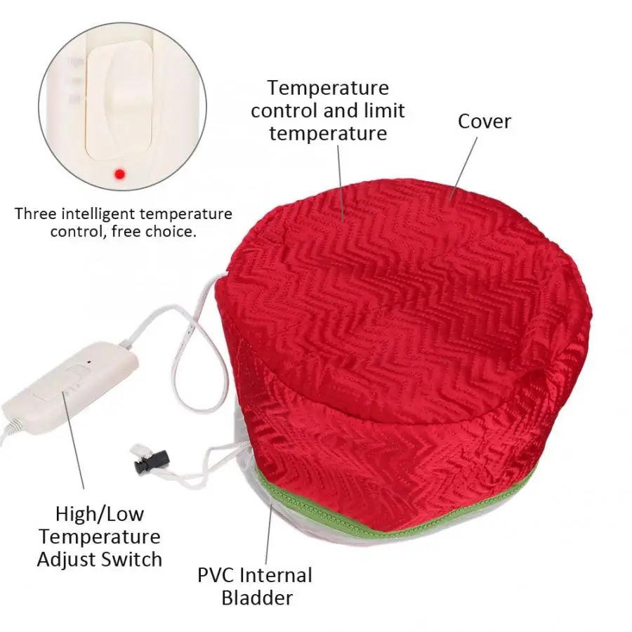 Электрическая Кепка для отпаривания волос с 3 передачами, регулируемая температура, нагревательная Кепка, инструмент для ухода за волосами, красота, спа, термическое лечение, питательная шапка