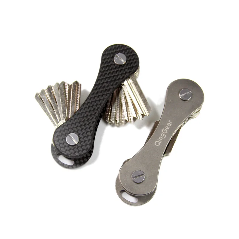 2pcs Set de instrumente de mână QingGear Keybone Organizator cheie din titaniu Fibră de carbon Suport din cheie din aluminiu