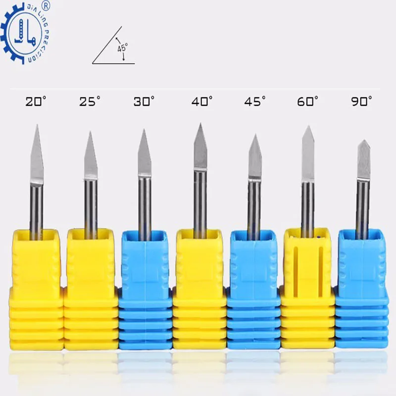 

10pc JIALING 3.175mm Carbide pcb CNC Flat Bottom V Shape Engraving Cutter Bit