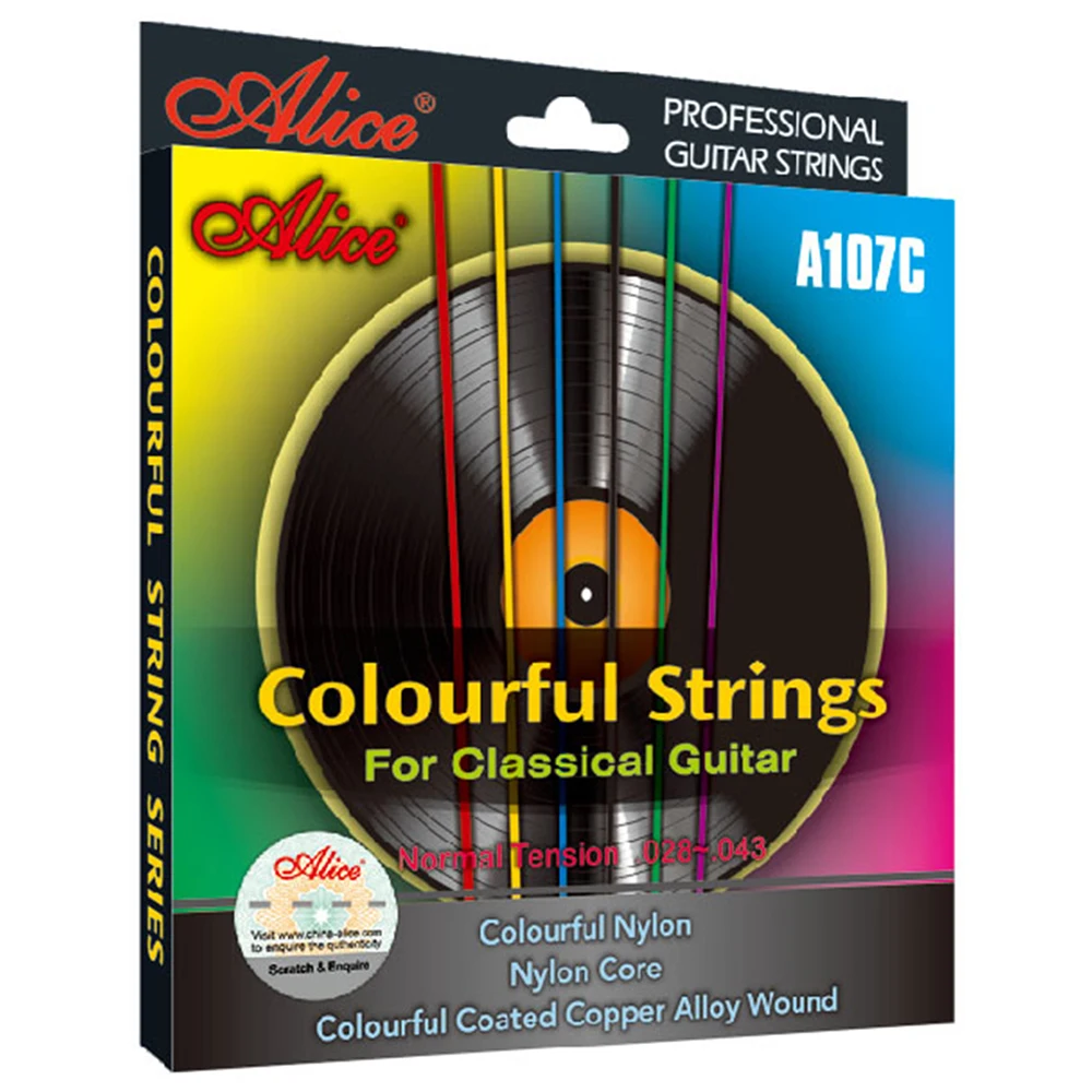 Colorful Classical Guitar Strings Nylon Coated Copper Alloy Wound 0285/