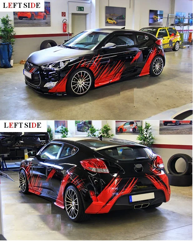 Sisi Kiri Tubuh Penuh Stiker Mobil Custom Racing Stiker Mobil