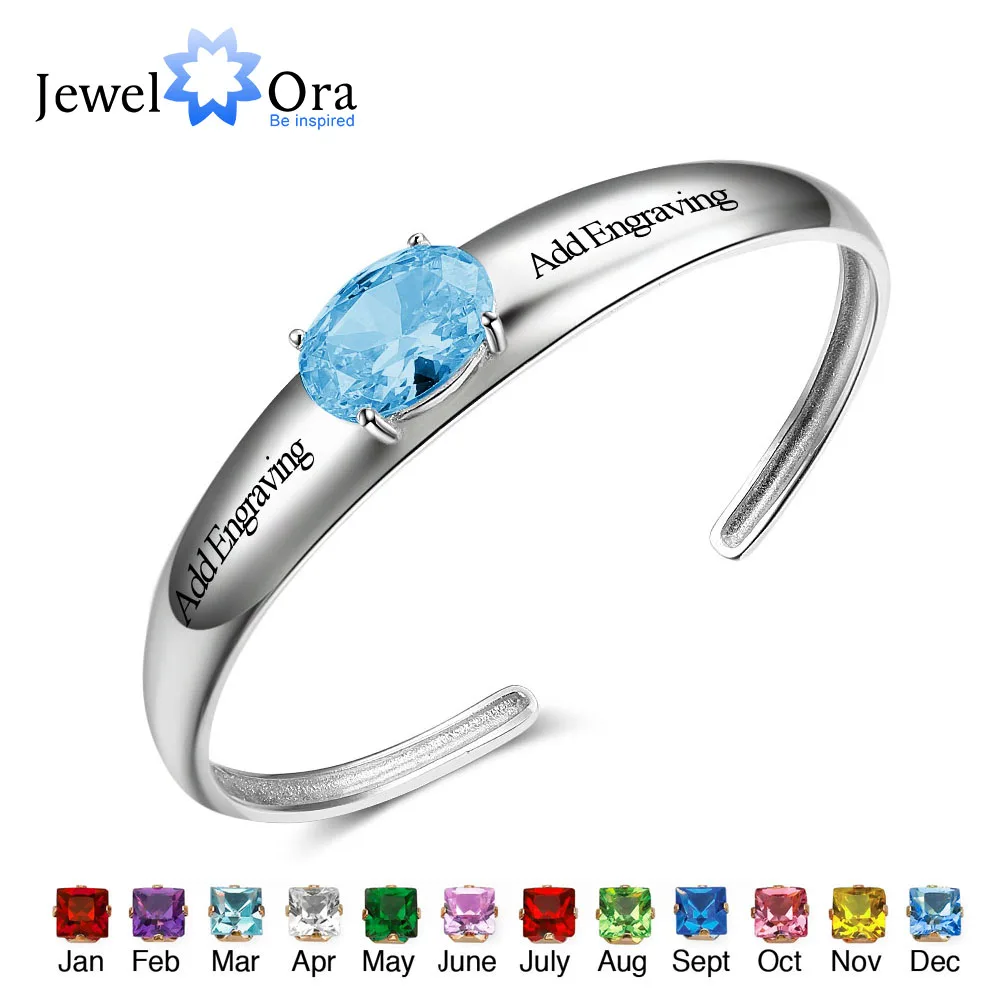 

Personalized Mother Jewelry Engrave Name Birthstone Bangles For Women Bracelet Fashion Bracelets & Bangles (JewelOra BA101848)