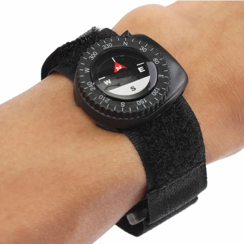  1 PC Tragbare Außen Clip-Auf Armband Kompass Wandern Getriebe Kompasse GPS Nylon Band Armband Mit V