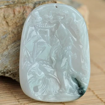 

Exquisite natural jade landscape painting pendant e62#